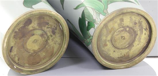 A fine pair of Japanese cloisonne enamel celadon ground vases, studio of Hayashi Kodenji, Meiji/Taisho period, 31.5cm high